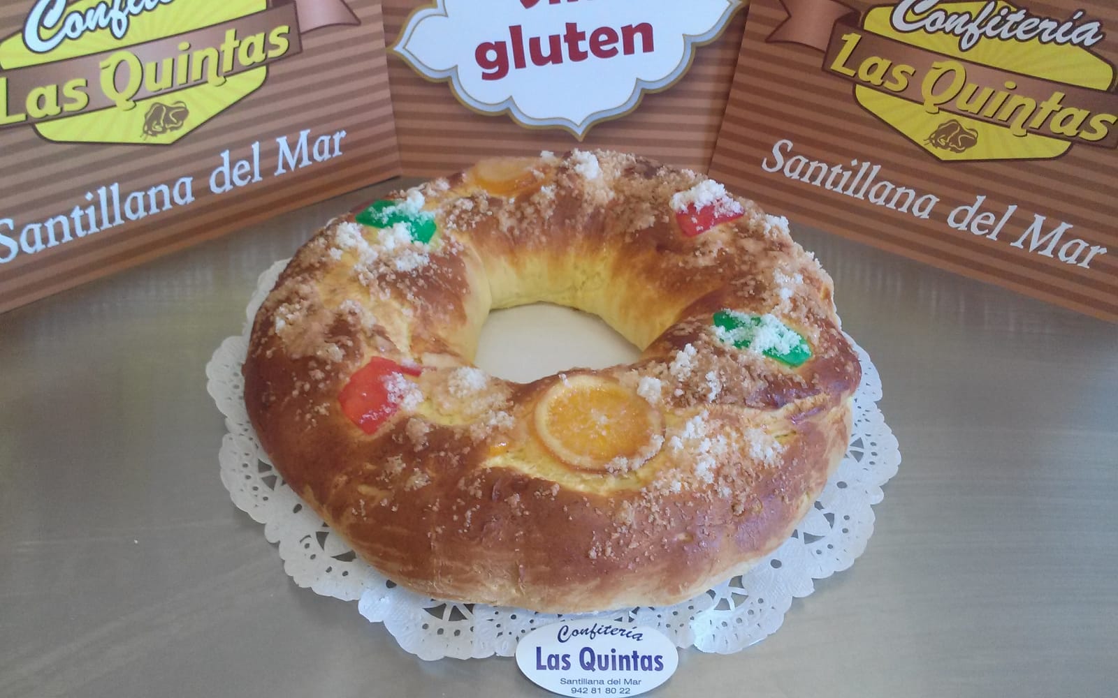 Roscón de Reyes seco. Sin gluten y sin lactosa. (1 kg.)